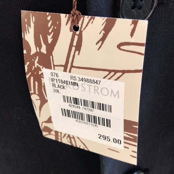 NEW Nordstrom Island Pacific 100% Silk 3 Button Black Blazer Men's Size 39L - Picture 9 of 9